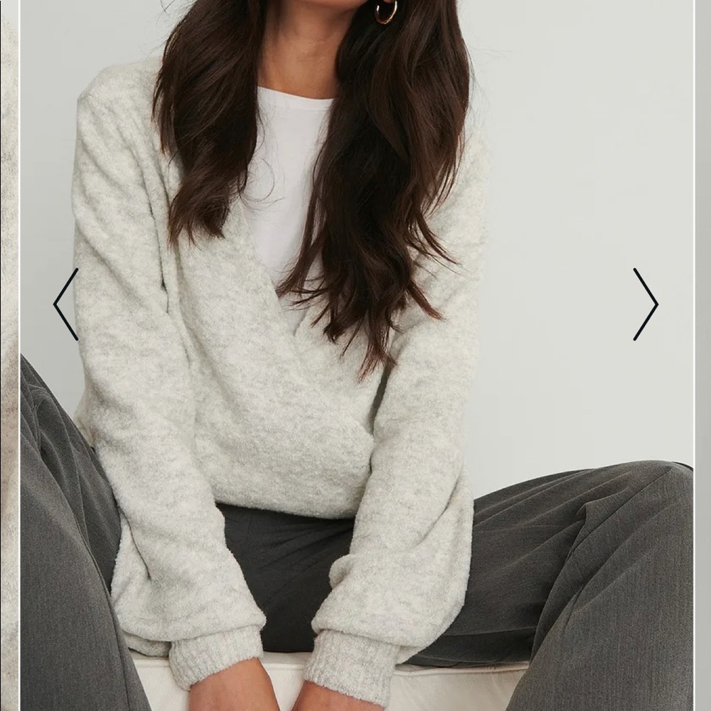 NEW W/ TAGS! NA-KD Melange Knitted Overlap Sweater In Grey size XS